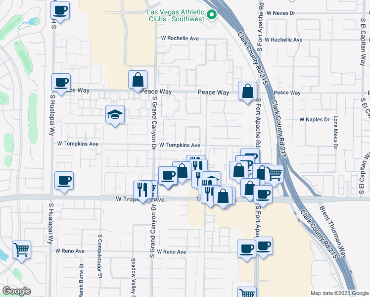 map of restaurants, bars, coffee shops, grocery stores, and more near 9676 Emeraude Avenue in Las Vegas
