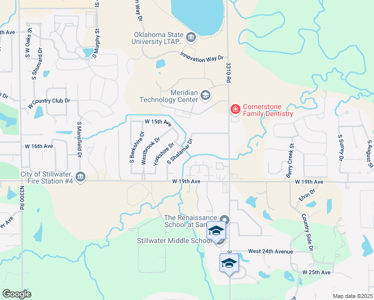 map of restaurants, bars, coffee shops, grocery stores, and more near 1531 South Shalamar Drive in Stillwater