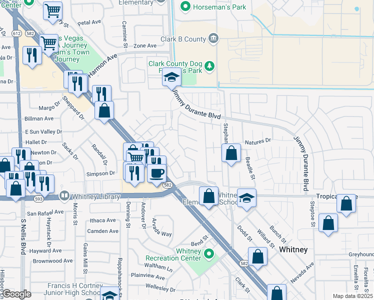 map of restaurants, bars, coffee shops, grocery stores, and more near 5635 Low Stakes Court in Las Vegas
