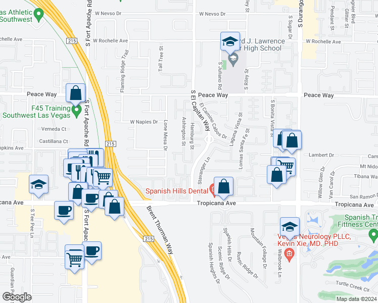 map of restaurants, bars, coffee shops, grocery stores, and more near 4743 Hamburg Street in Las Vegas