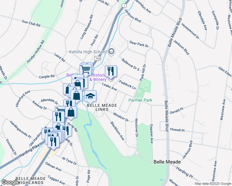 map of restaurants, bars, coffee shops, grocery stores, and more near 403 Leake Avenue in Nashville
