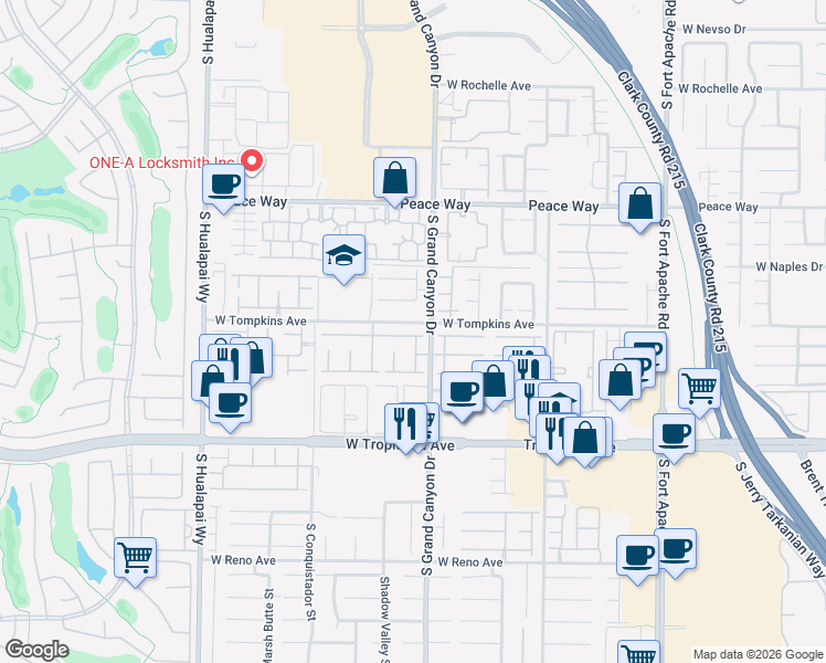 map of restaurants, bars, coffee shops, grocery stores, and more near 9824 Ridge Hill Avenue in Las Vegas