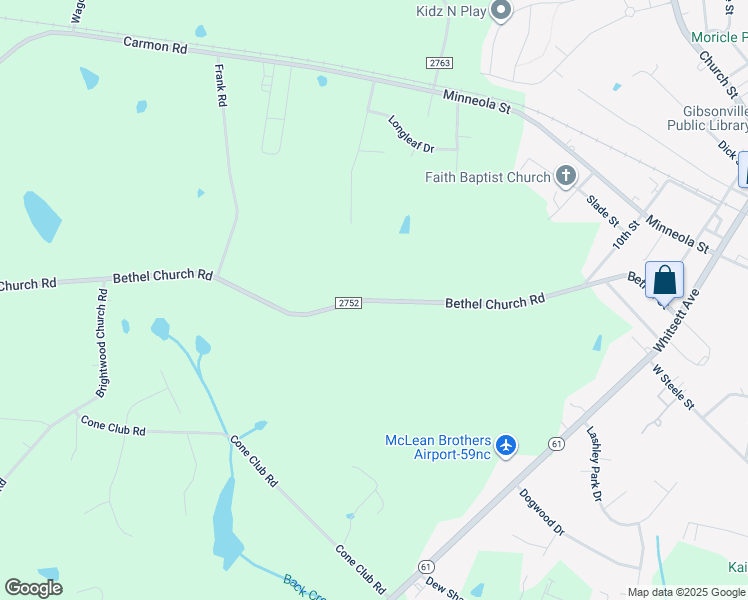 map of restaurants, bars, coffee shops, grocery stores, and more near Bethel Church Road in Gibsonville