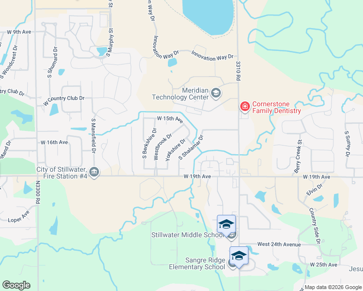 map of restaurants, bars, coffee shops, grocery stores, and more near 3921 Yorkshire Drive in Stillwater