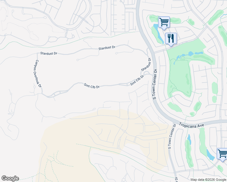 map of restaurants, bars, coffee shops, grocery stores, and more near South Town Center Drive in Las Vegas