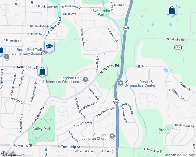 map of restaurants, bars, coffee shops, grocery stores, and more near 2924 North Old Wire Road in Fayetteville