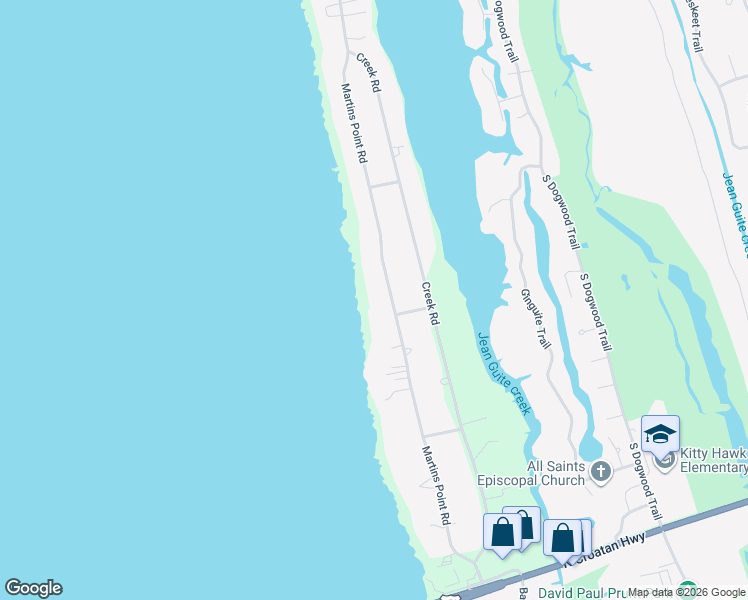 map of restaurants, bars, coffee shops, grocery stores, and more near 3008 Martins Point Road in Kitty Hawk