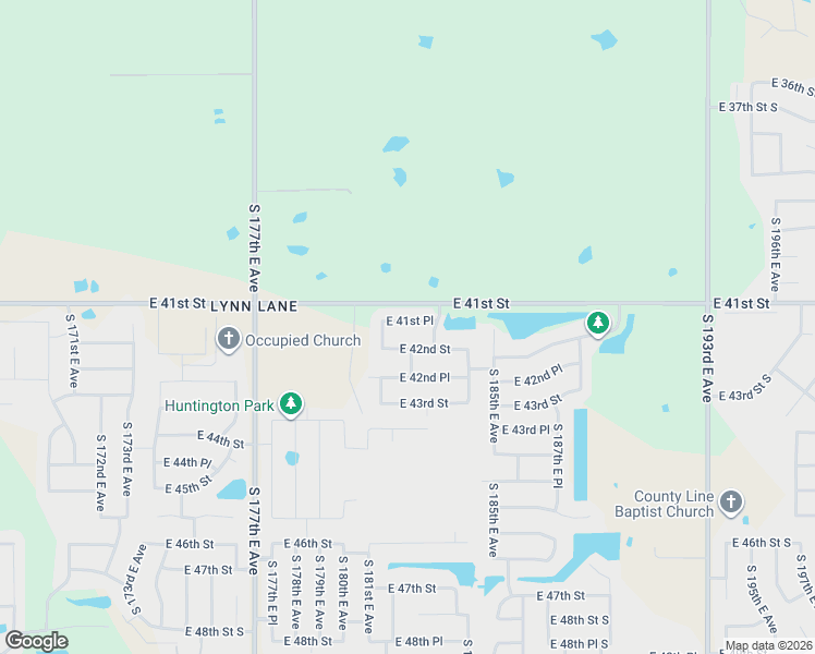 map of restaurants, bars, coffee shops, grocery stores, and more near 18130 East 41st Place in Tulsa