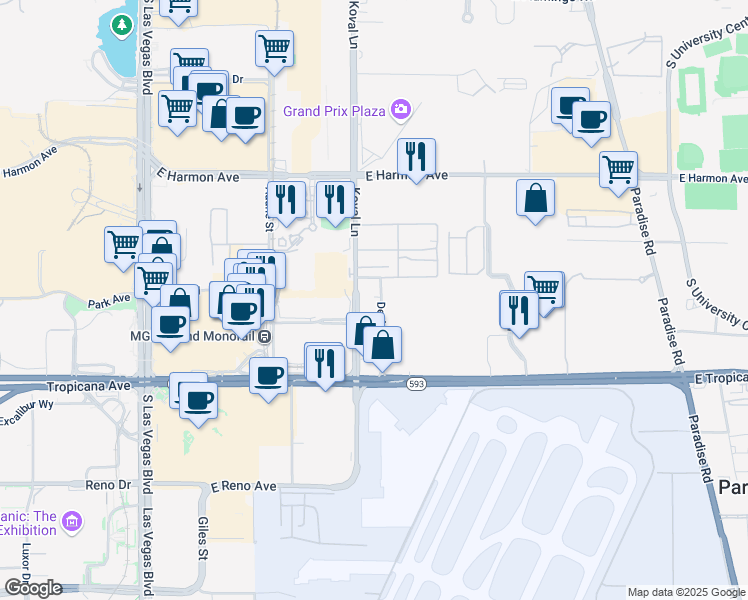 map of restaurants, bars, coffee shops, grocery stores, and more near 4767 Deckow Lane in Las Vegas