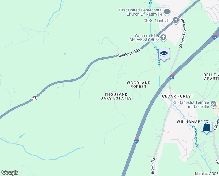 map of restaurants, bars, coffee shops, grocery stores, and more near 204 Forrest Valley Circle in Nashville