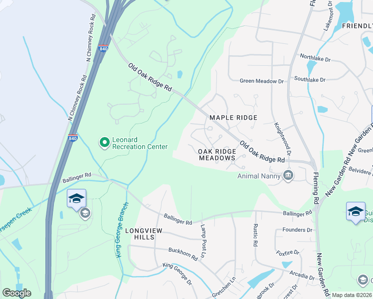map of restaurants, bars, coffee shops, grocery stores, and more near 1044 Christmas Place in Greensboro