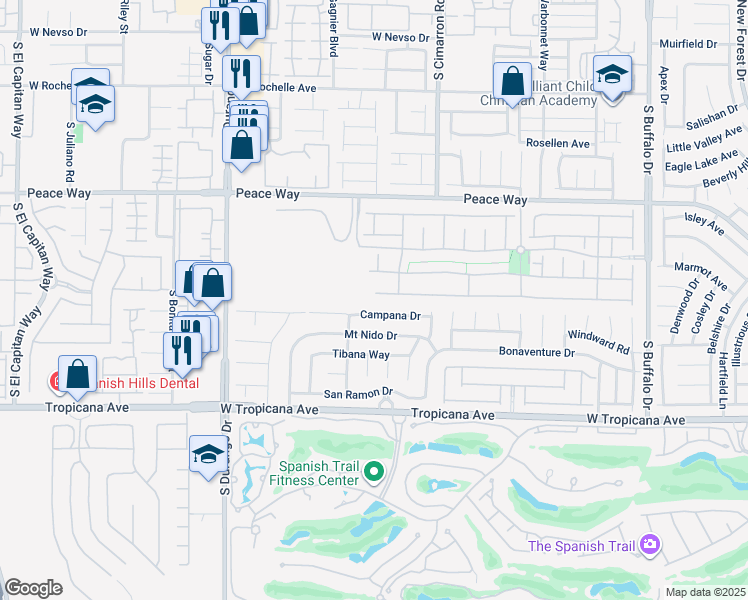 map of restaurants, bars, coffee shops, grocery stores, and more near 8333 Saddleback Ledge Avenue in Las Vegas