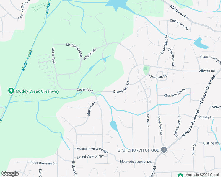 map of restaurants, bars, coffee shops, grocery stores, and more near 944 Bryanplace Road in Winston-Salem