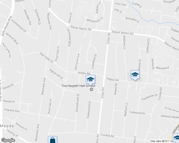 map of restaurants, bars, coffee shops, grocery stores, and more near 3902 Hobbs Road in Nashville