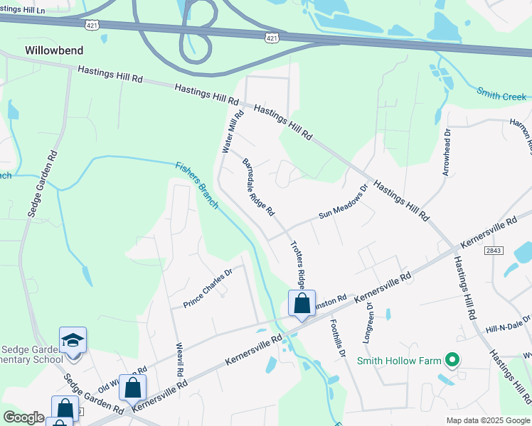 map of restaurants, bars, coffee shops, grocery stores, and more near 564 Barnsdale Ridge Road in Kernersville