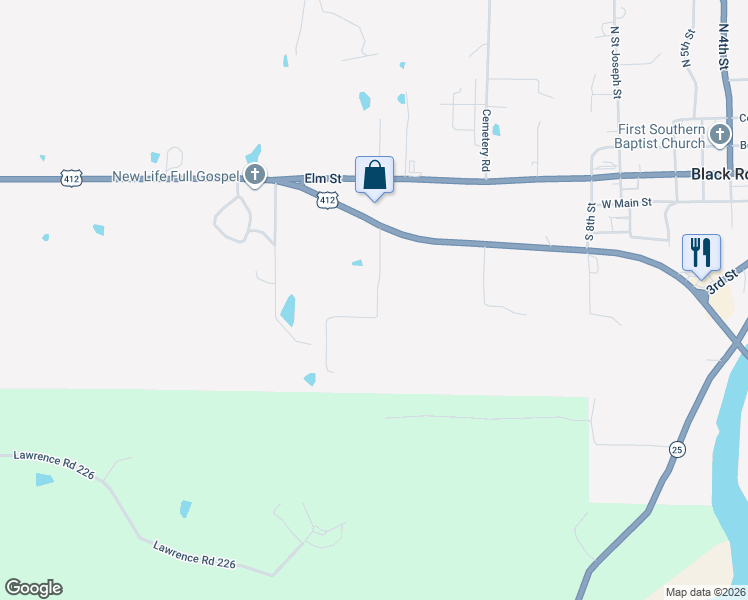 map of restaurants, bars, coffee shops, grocery stores, and more near 380 Shady Lane in Black Rock