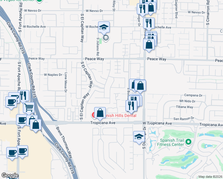 map of restaurants, bars, coffee shops, grocery stores, and more near 4712 Lomas Santa Fe Street in Las Vegas
