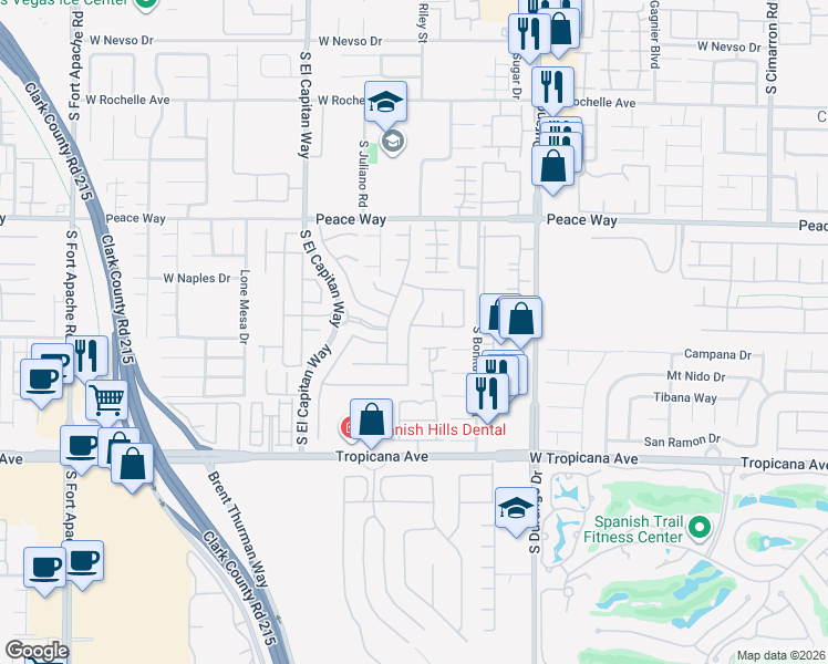 map of restaurants, bars, coffee shops, grocery stores, and more near 8809 Las Olivas Avenue in Las Vegas