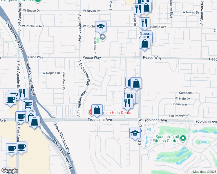 map of restaurants, bars, coffee shops, grocery stores, and more near 8809 Las Olivas Avenue in Las Vegas