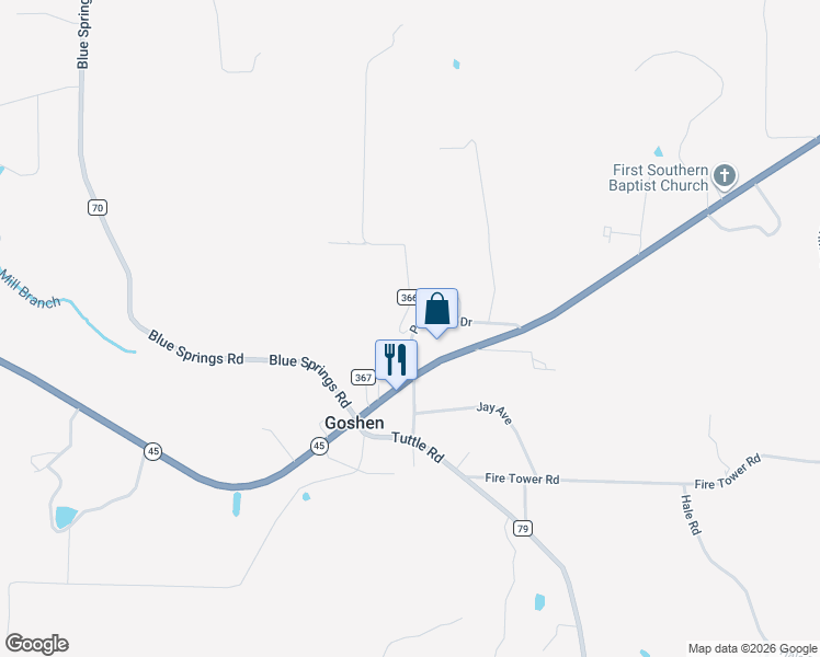 map of restaurants, bars, coffee shops, grocery stores, and more near 125 White Road in Fayetteville