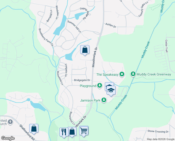 map of restaurants, bars, coffee shops, grocery stores, and more near 605 Wallridge Drive in Winston-Salem