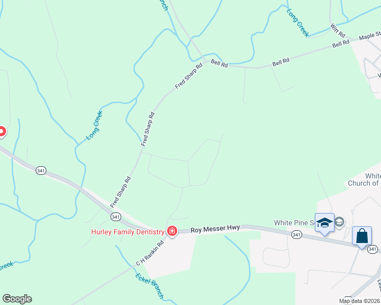 map of restaurants, bars, coffee shops, grocery stores, and more near 3358 Roy Messer Highway in White Pine