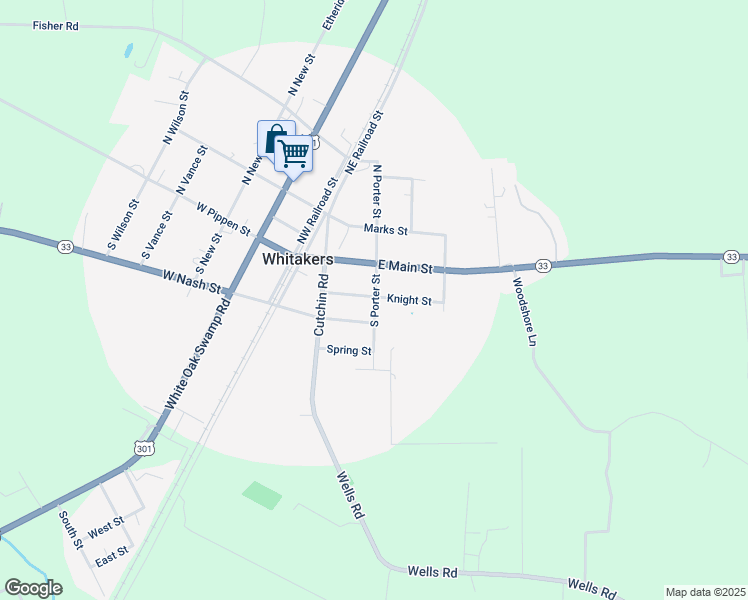 map of restaurants, bars, coffee shops, grocery stores, and more near 104 South Porter Street in Tarboro