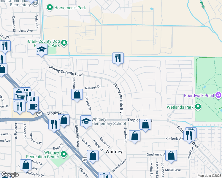 map of restaurants, bars, coffee shops, grocery stores, and more near 6017 Natures Drive in Las Vegas