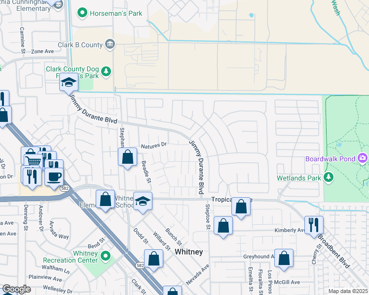 map of restaurants, bars, coffee shops, grocery stores, and more near 6017 Natures Drive in Las Vegas