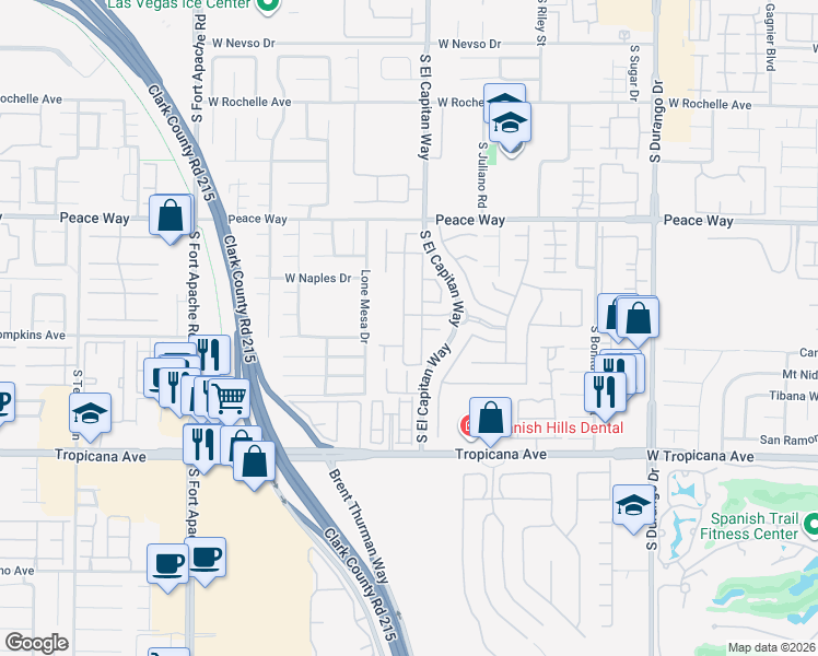 map of restaurants, bars, coffee shops, grocery stores, and more near 4718 Ashington Street in Las Vegas