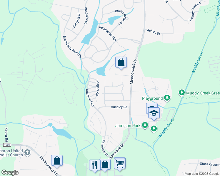 map of restaurants, bars, coffee shops, grocery stores, and more near 5570 Brookdale Ridge Drive in Winston-Salem