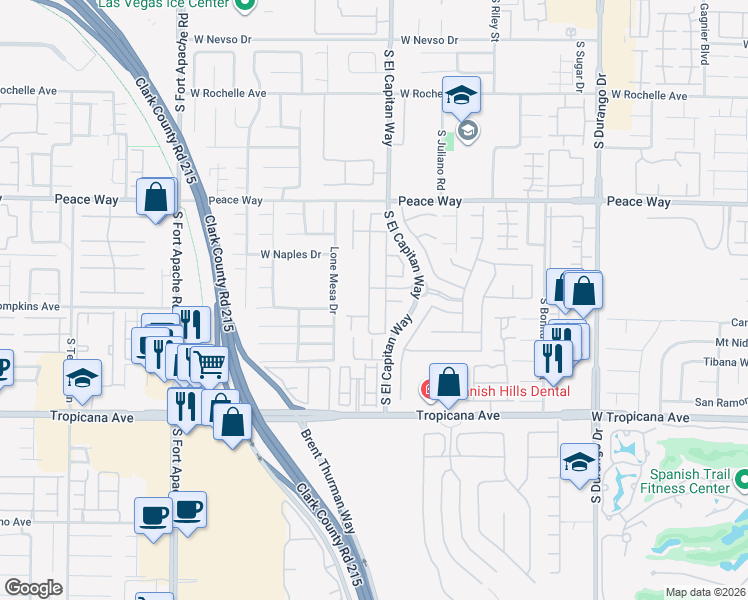 map of restaurants, bars, coffee shops, grocery stores, and more near 4718 Ashington Street in Las Vegas