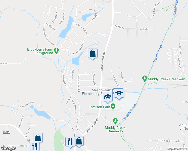 map of restaurants, bars, coffee shops, grocery stores, and more near 620 Wallridge Drive in Winston-Salem