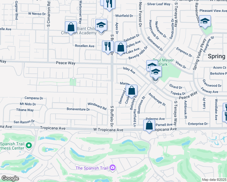 map of restaurants, bars, coffee shops, grocery stores, and more near 7777 Barbican Court in Las Vegas
