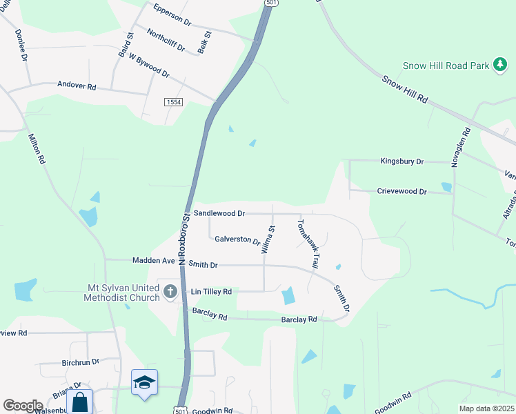 map of restaurants, bars, coffee shops, grocery stores, and more near 228 Sandlewood Drive in Durham