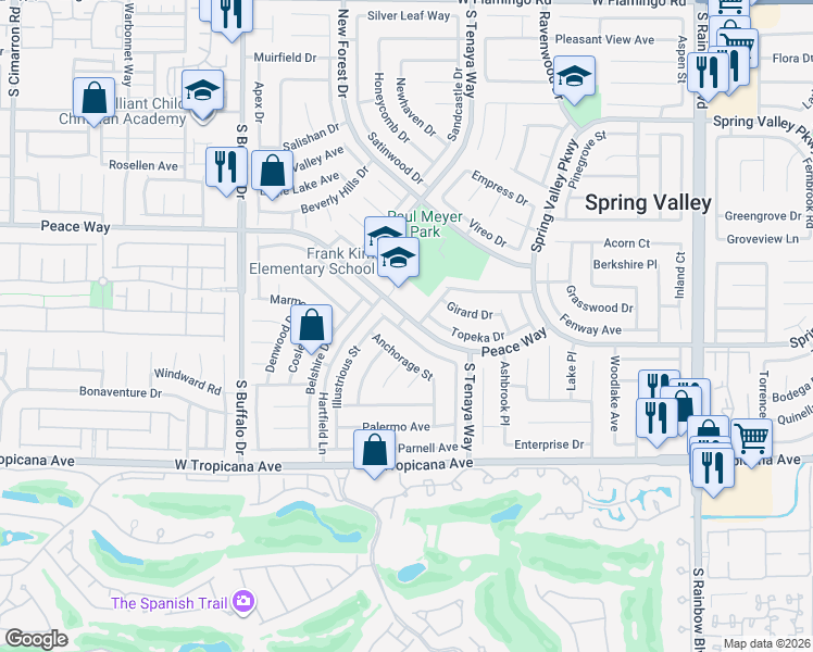 map of restaurants, bars, coffee shops, grocery stores, and more near 4726 Beaconsfield Street in Las Vegas