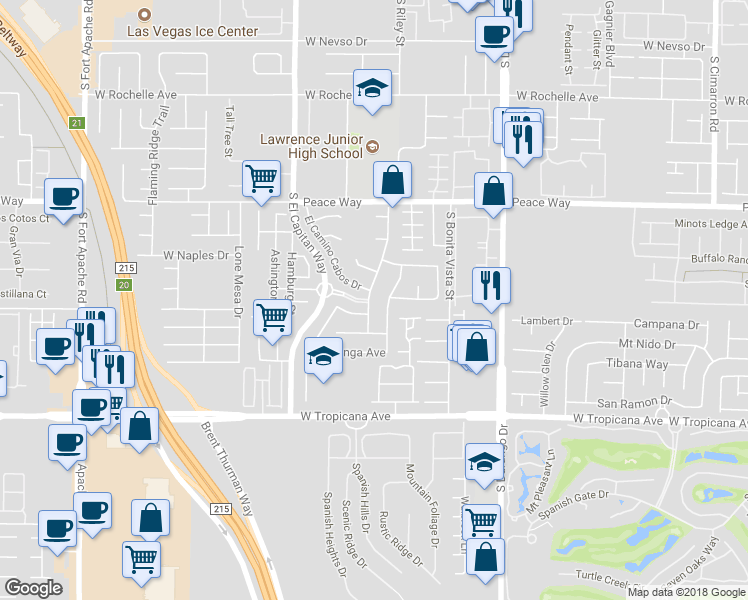 map of restaurants, bars, coffee shops, grocery stores, and more near 4680 Laguna Vista Street in Las Vegas