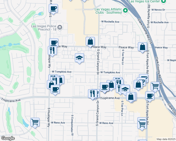 map of restaurants, bars, coffee shops, grocery stores, and more near 9879 Ridge Hill Avenue in Las Vegas