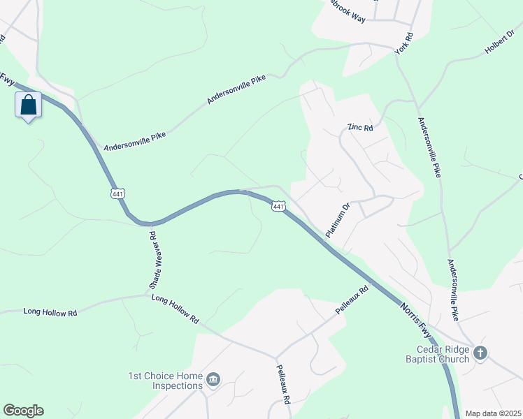 map of restaurants, bars, coffee shops, grocery stores, and more near 3333 Weaver Cemetery Road in Knoxville