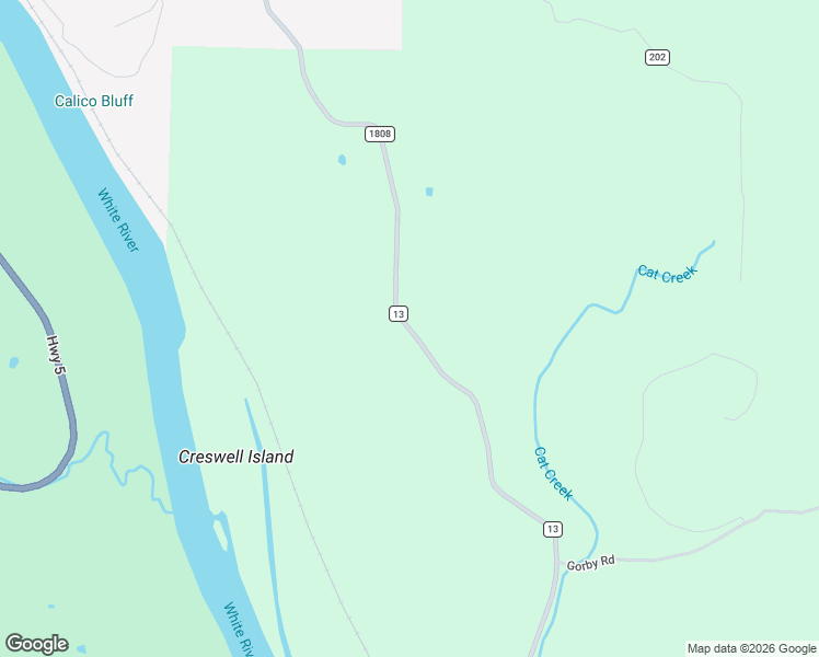 map of restaurants, bars, coffee shops, grocery stores, and more near County Road 13 in Calico Rock