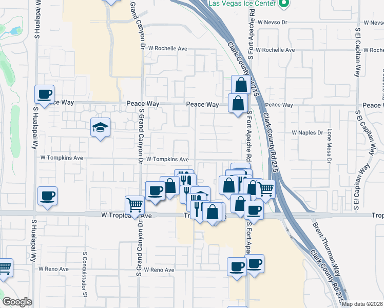 map of restaurants, bars, coffee shops, grocery stores, and more near 9610 Emeraude Avenue in Las Vegas
