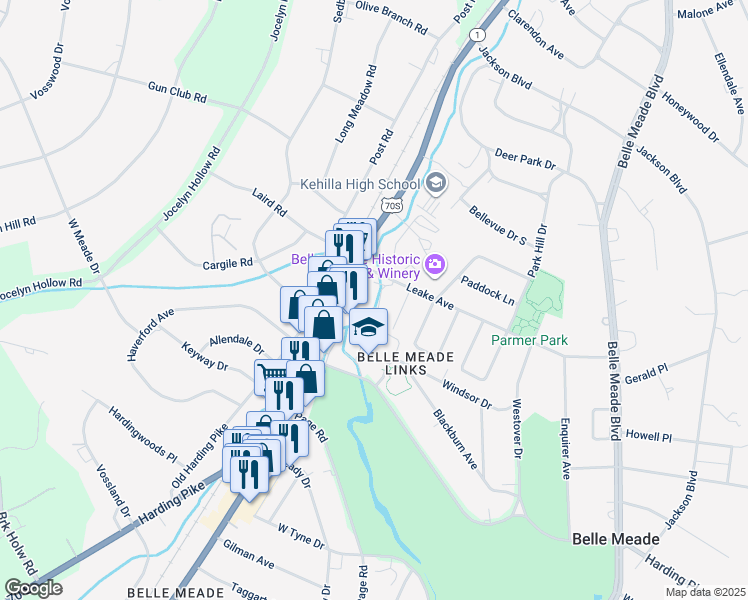 map of restaurants, bars, coffee shops, grocery stores, and more near 105 Leake Avenue in Nashville