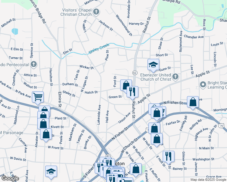 map of restaurants, bars, coffee shops, grocery stores, and more near 413 Hatch Street in Burlington