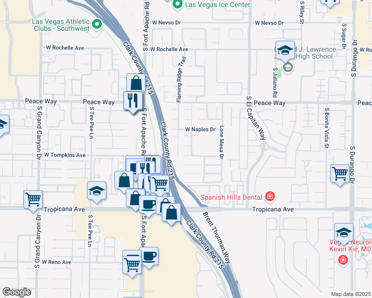 map of restaurants, bars, coffee shops, grocery stores, and more near 9233 Lowery Point Court in Las Vegas