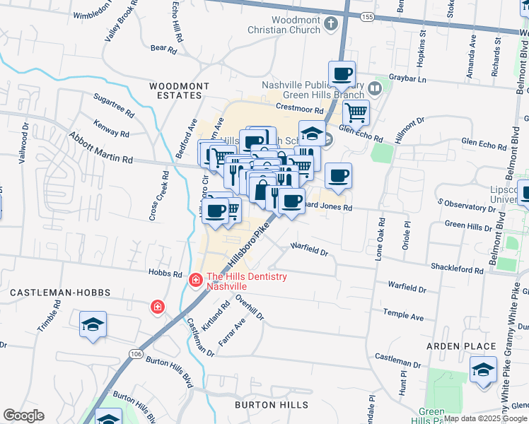 map of restaurants, bars, coffee shops, grocery stores, and more near 3909 U.S. 431 in Nashville