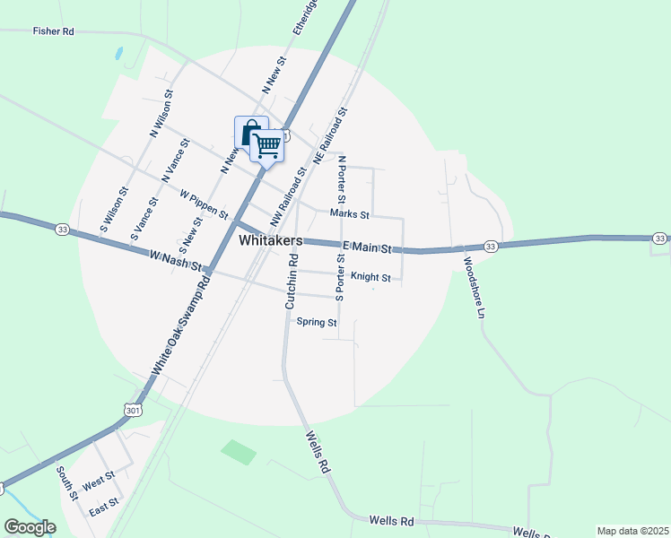 map of restaurants, bars, coffee shops, grocery stores, and more near 104 South Porter Street in Tarboro