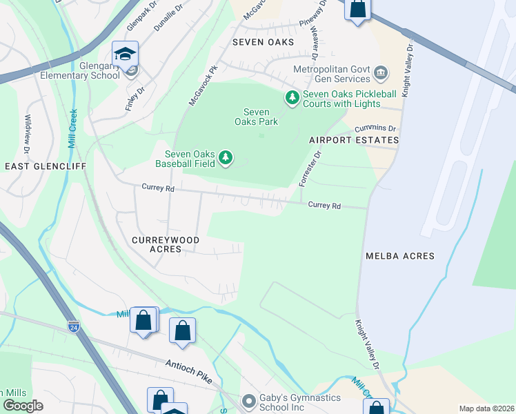 map of restaurants, bars, coffee shops, grocery stores, and more near 1287 Currey Road in Nashville