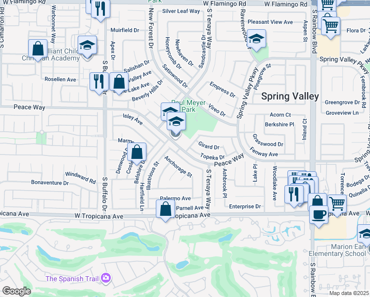 map of restaurants, bars, coffee shops, grocery stores, and more near 4691 Hutchinson Drive in Las Vegas