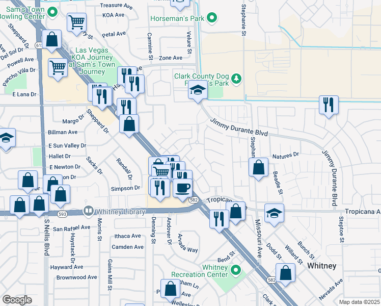 map of restaurants, bars, coffee shops, grocery stores, and more near 5547 High Wager Way in Las Vegas