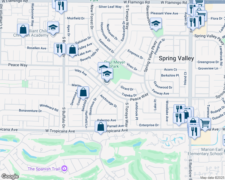 map of restaurants, bars, coffee shops, grocery stores, and more near 4691 Hutchinson Drive in Las Vegas